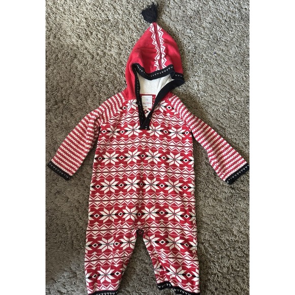 Hanna Andersson Other - Hanna Anderrson Unisex Fair Isle Hooded Romper-Size 70 Christmas Winter